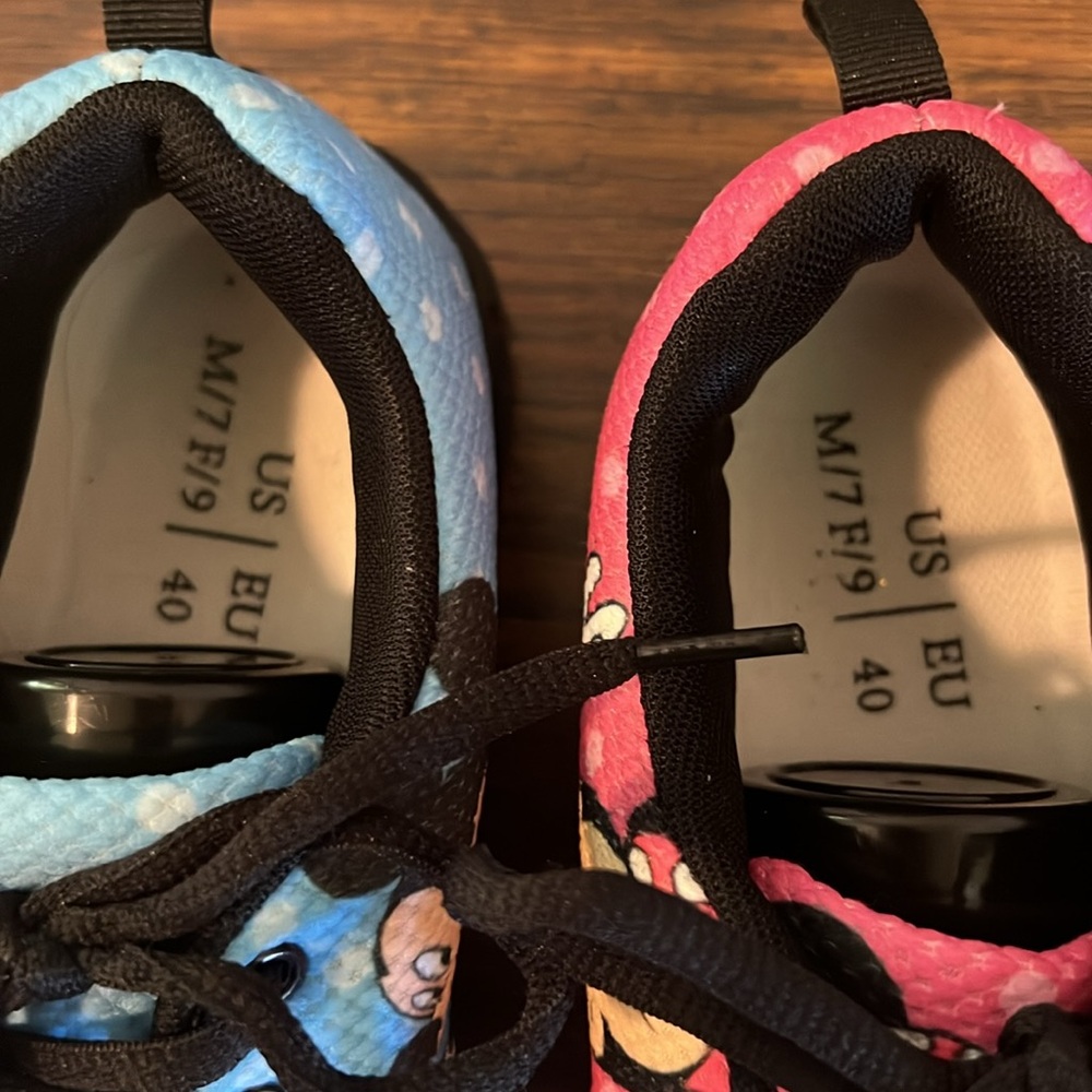 New combo Mickey Minnie Mouse tennis shoes, sneakers, blue pink, women 9, men 7 - Picture 3 of 16